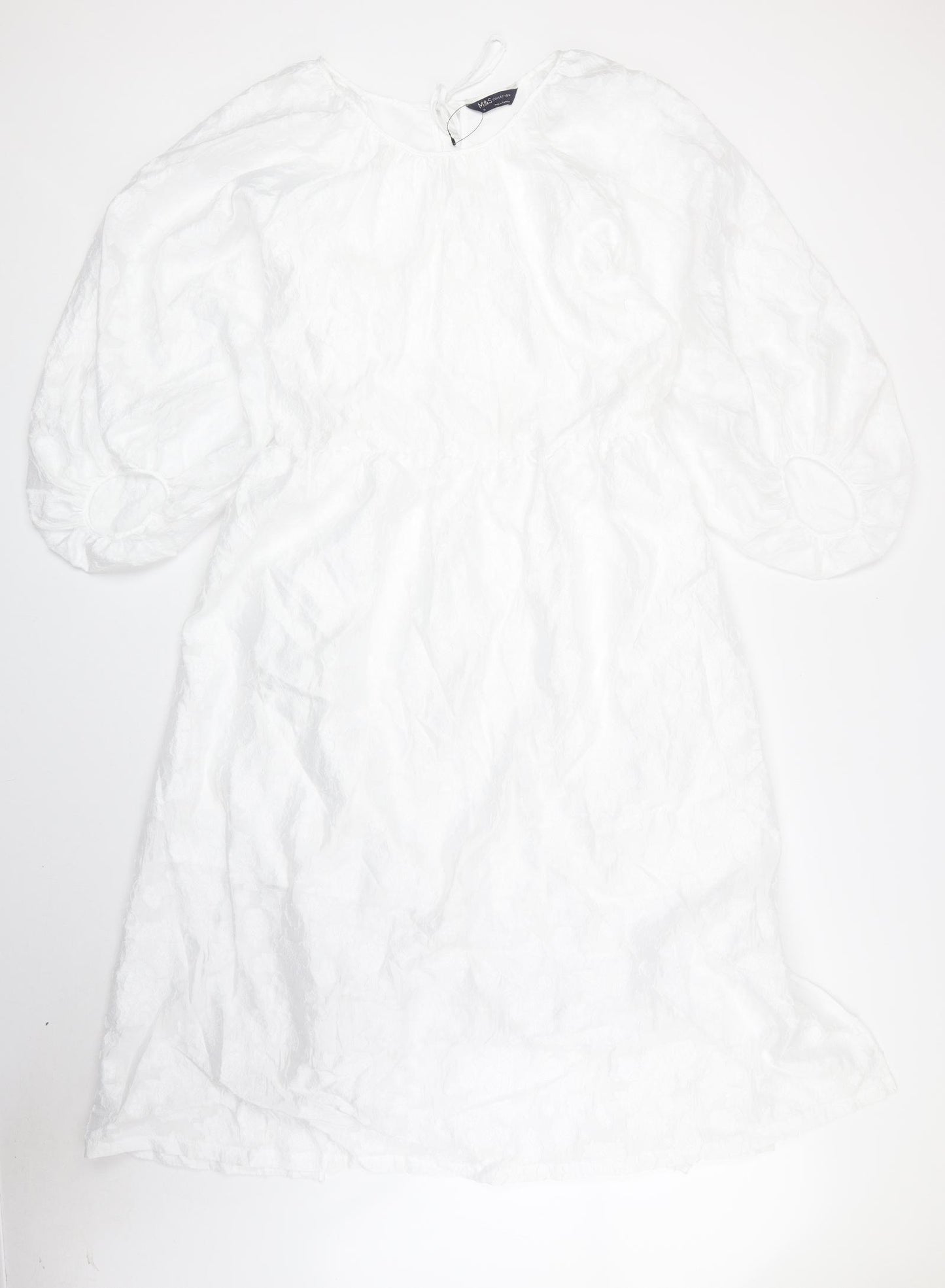 Marks and Spencer Womens White Polyester A-Line Size 18 Boat Neck Pullover