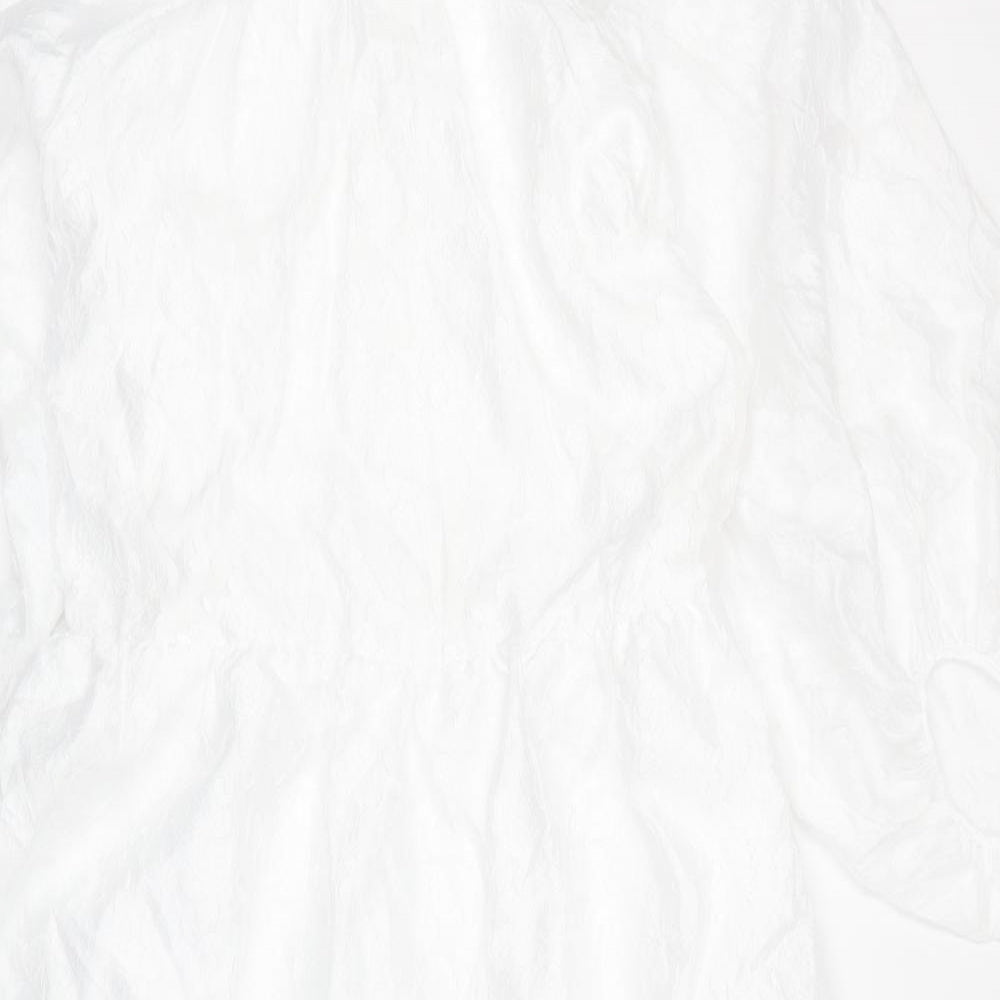 Marks and Spencer Womens White Polyester A-Line Size 18 Boat Neck Pullover