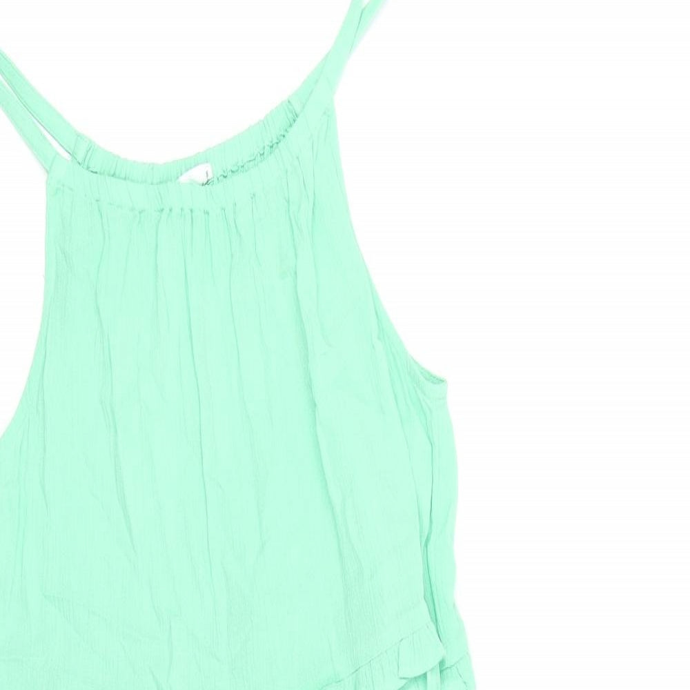 Marks and Spencer Girls Green Viscose Trapeze & Swing Size 12-13 Years Round Neck Pullover