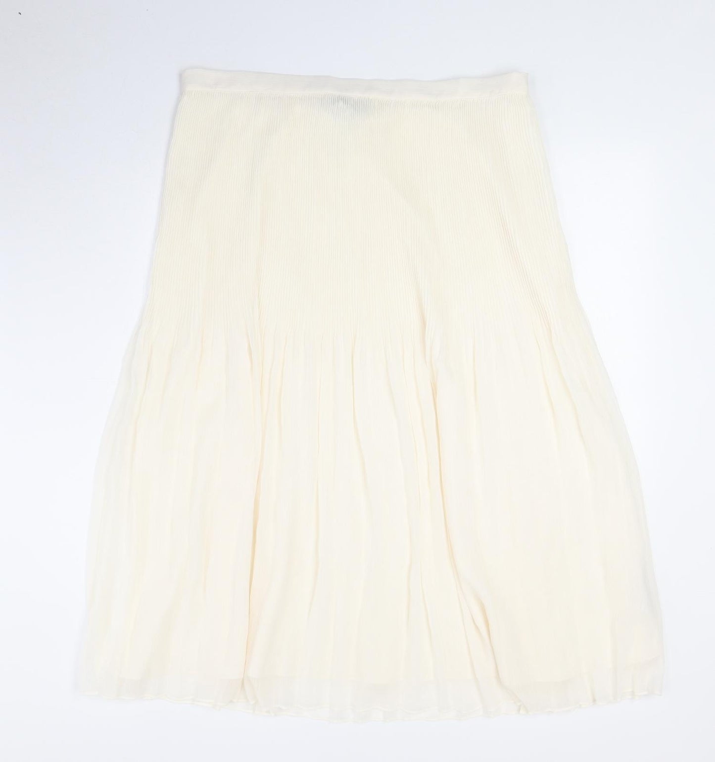 Marks and Spencer Womens Ivory Polyester Pleated Skirt Size 18 Zip