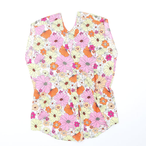 Marks and Spencer Womens Multicoloured Floral Polyester Basic Tank Size 12 V-Neck
