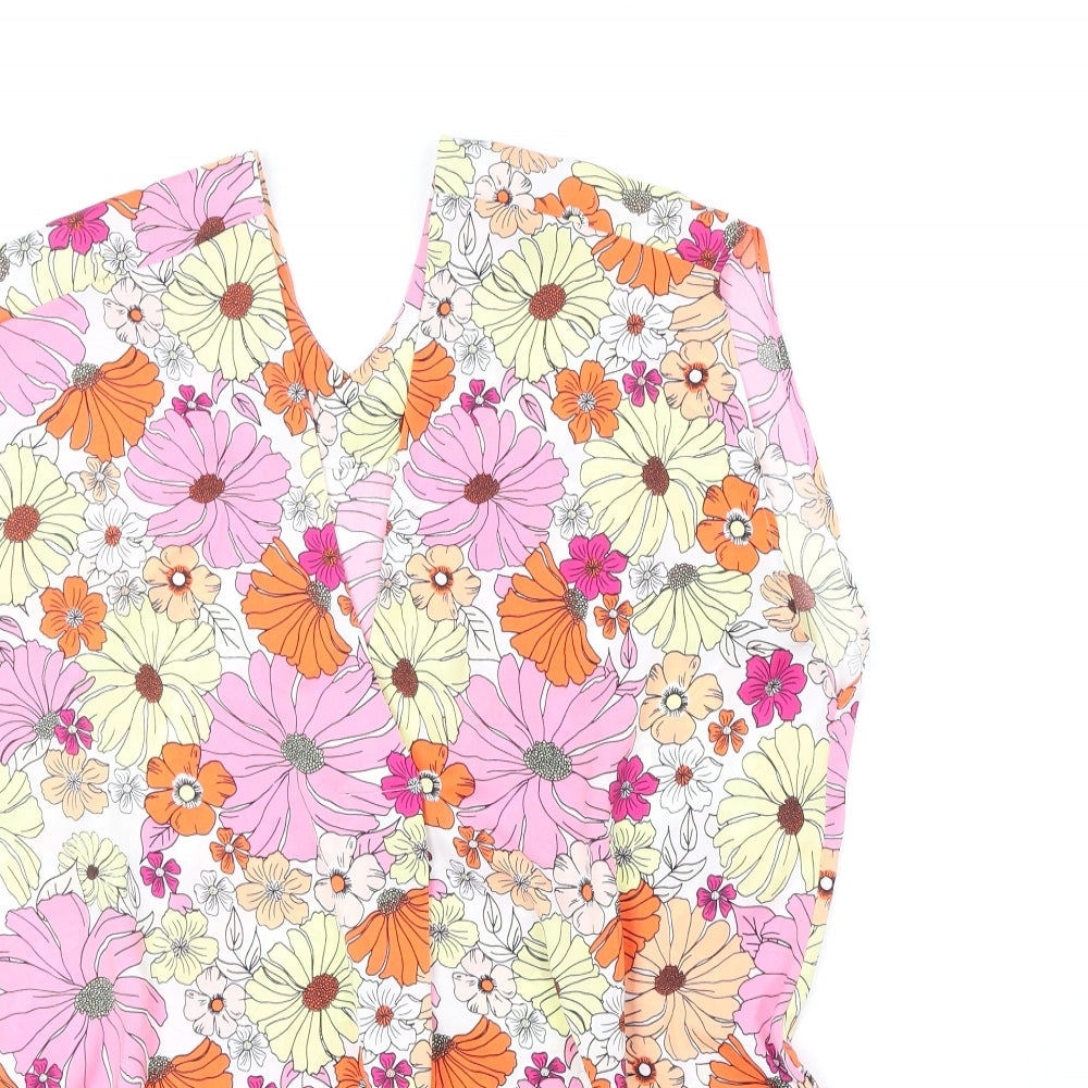 Marks and Spencer Womens Multicoloured Floral Polyester Basic Tank Size 12 V-Neck