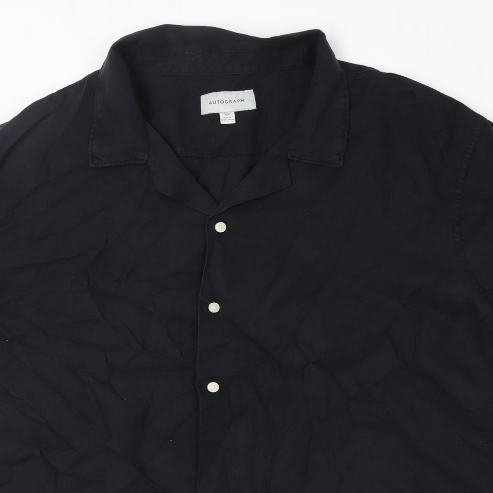 Autograph Mens Black Lyocell Button-Up Size 3XL Collared Button