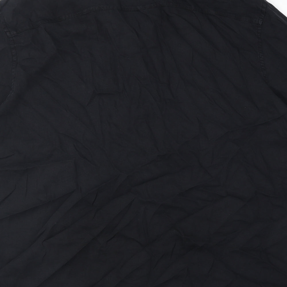 Autograph Mens Black Lyocell Button-Up Size 3XL Collared Button