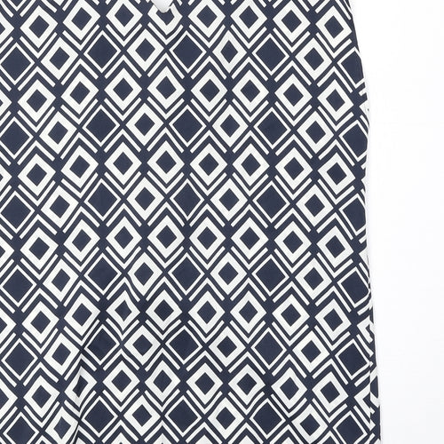 Marks and Womens Blue Geometric Polyester Basic Tank Size 6 V-Neck