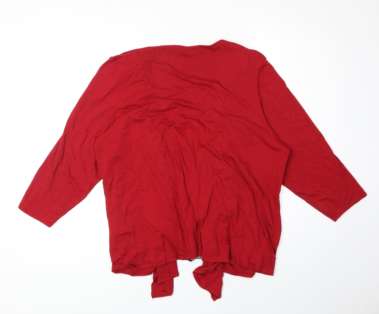 Marks and Spencer Womens Red Geometric Viscose Basic Blouse Size 22 Round Neck