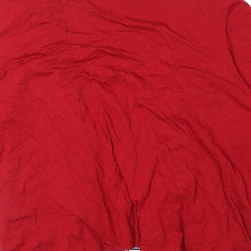 Marks and Spencer Womens Red Geometric Viscose Basic Blouse Size 22 Round Neck