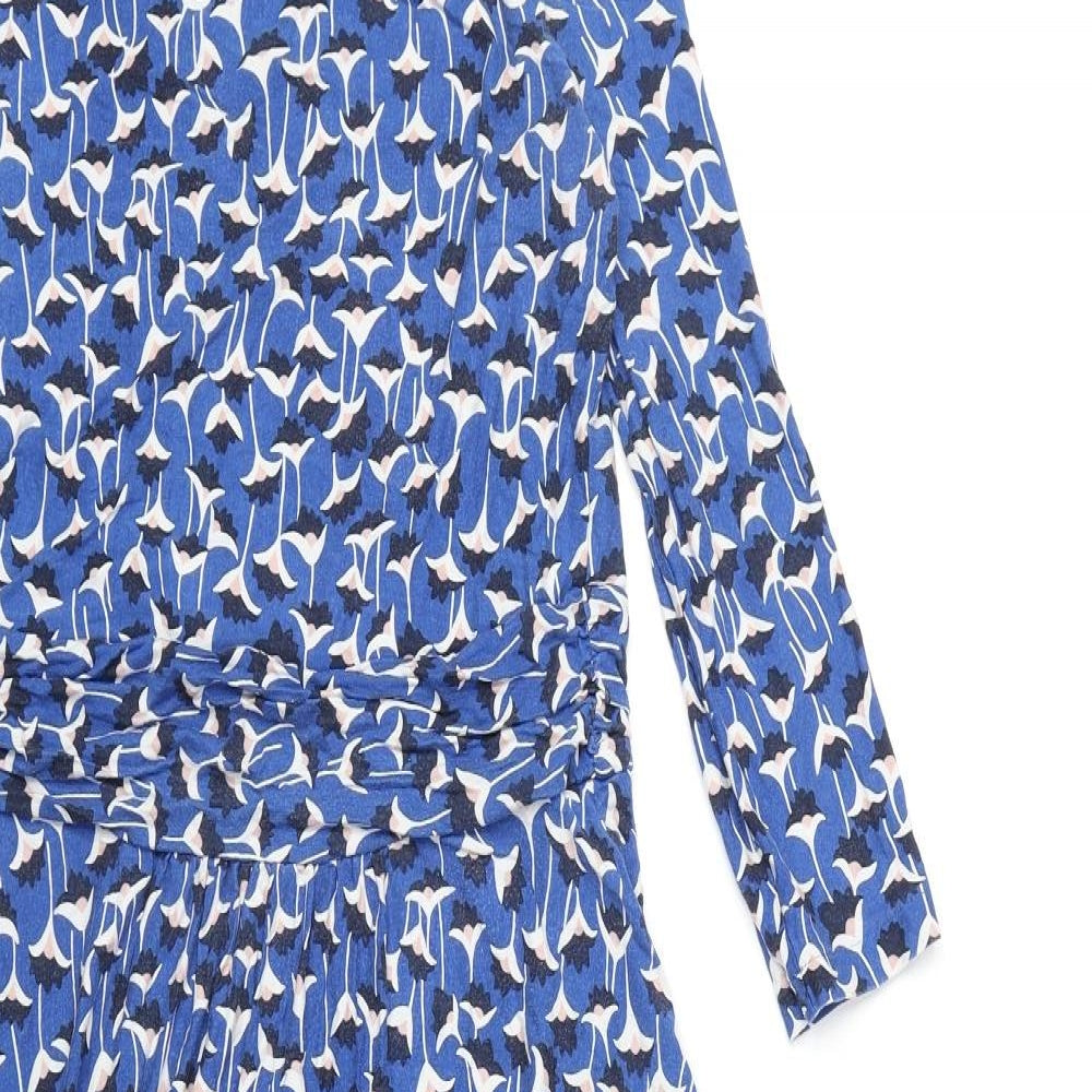 Boden Womens Blue Geometric Viscose A-Line Size 12 Boat Neck Pullover