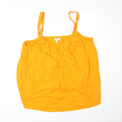 Per Una Womens Orange 100% Cotton Basic Tank Size 18 V-Neck