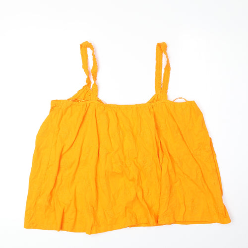 Per Una Womens Orange 100% Cotton Basic Tank Size 18 V-Neck