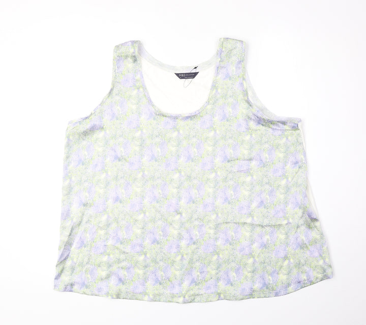 Marks and Spencer Womens Multicoloured Geometric Polyester Basic Tank Size 18 Round Neck
