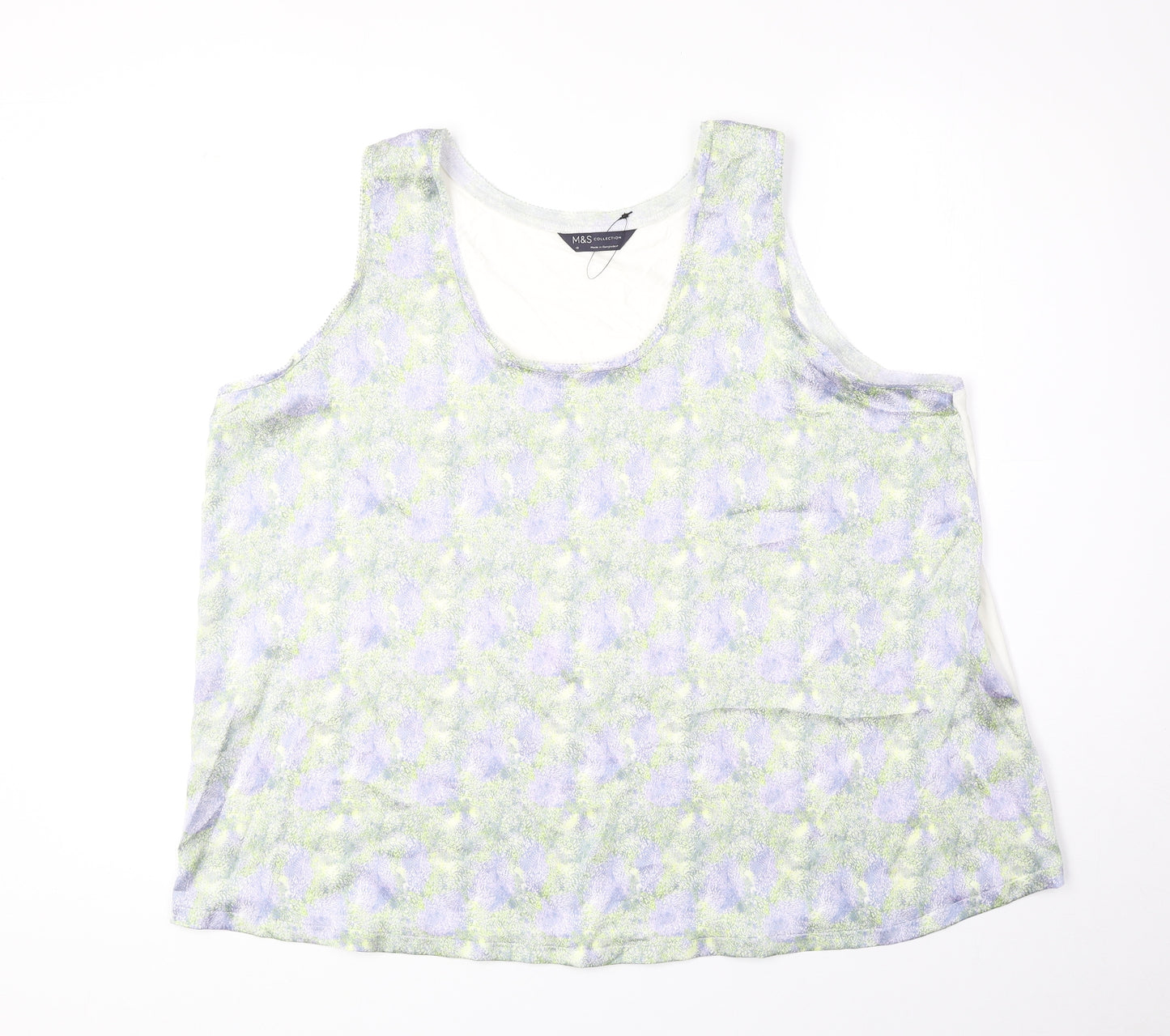 Marks and Spencer Womens Multicoloured Geometric Polyester Basic Tank Size 18 Round Neck