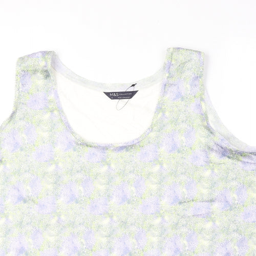 Marks and Spencer Womens Multicoloured Geometric Polyester Basic Tank Size 18 Round Neck