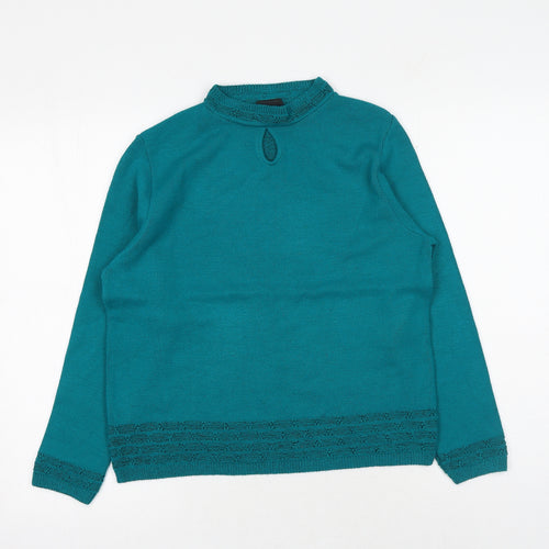 Florida Womens Green Mock Neck Acrylic Pullover Jumper Size S