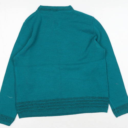 Florida Womens Green Mock Neck Acrylic Pullover Jumper Size S