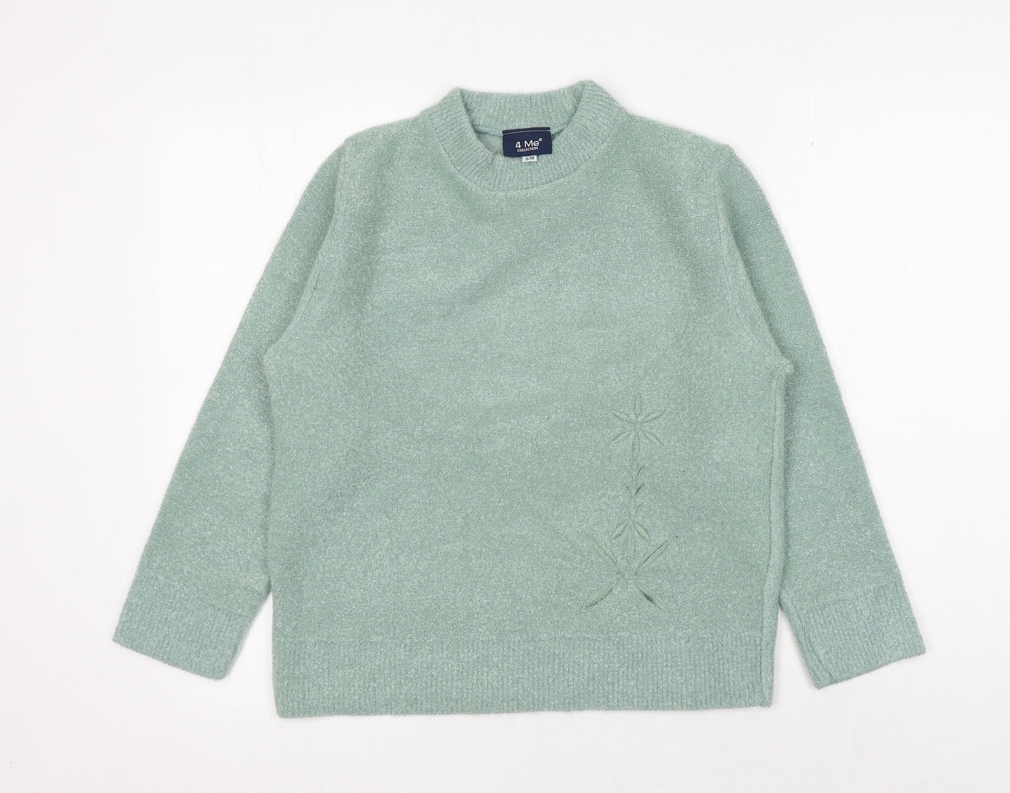 4 Me Womens Green Round Neck Acrylic Pullover Jumper Size S