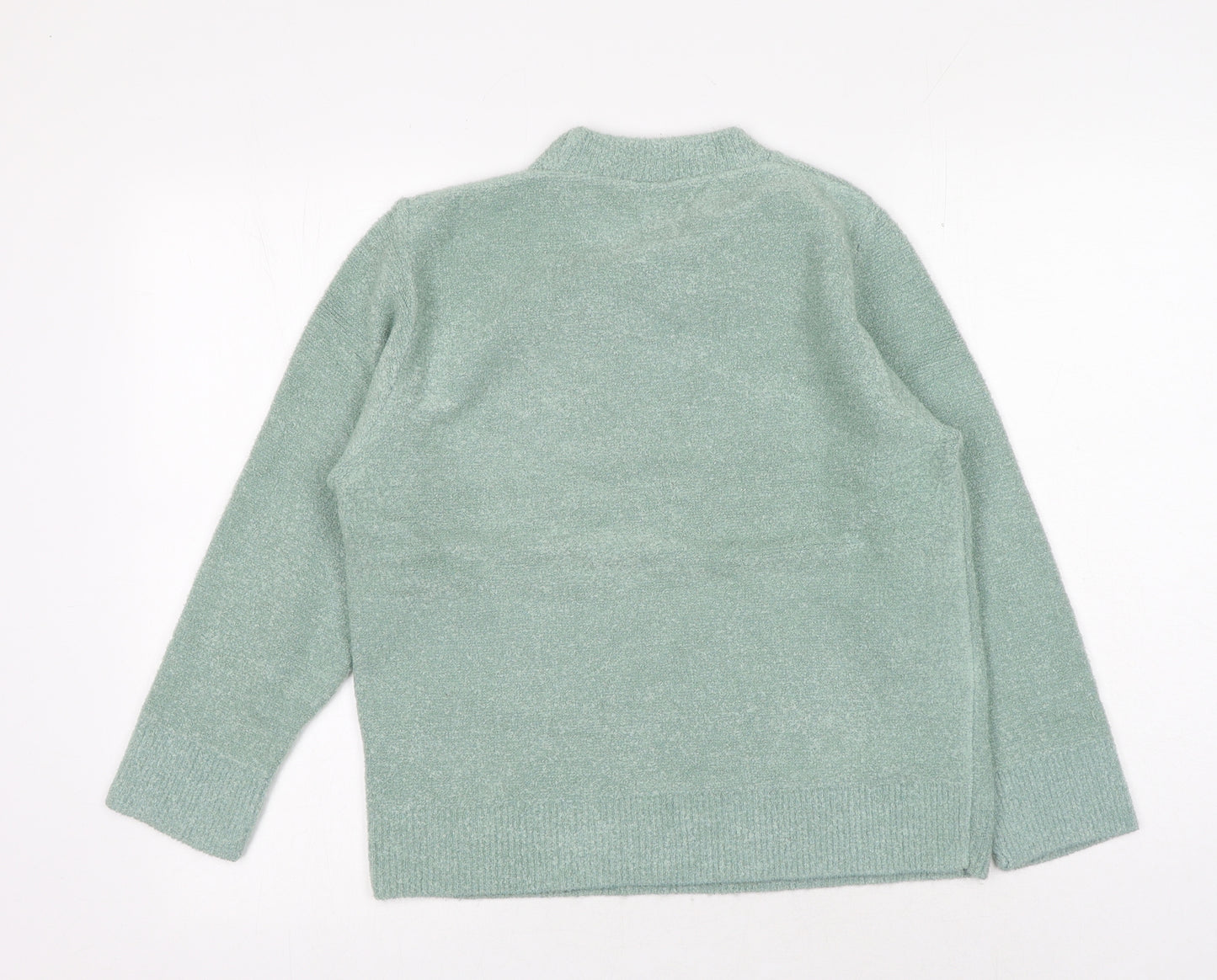 4 Me Womens Green Round Neck Acrylic Pullover Jumper Size S