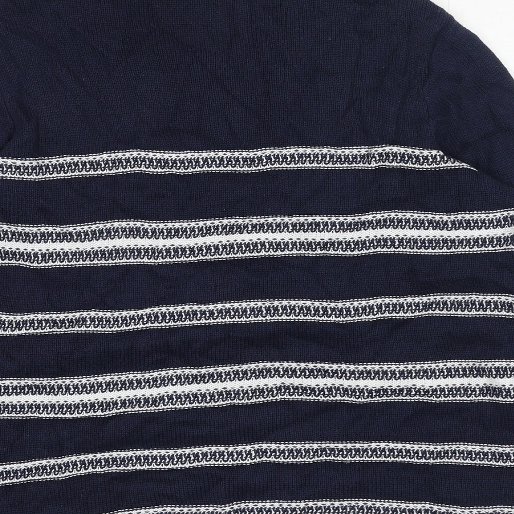 M&Co Womens Blue Scoop Neck Cotton Pullover Jumper Size 16