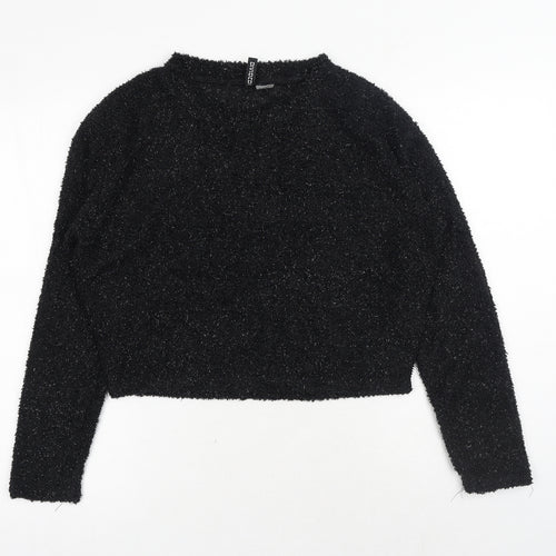 H&M Womens Black Round Neck Polyester Pullover Jumper Size S