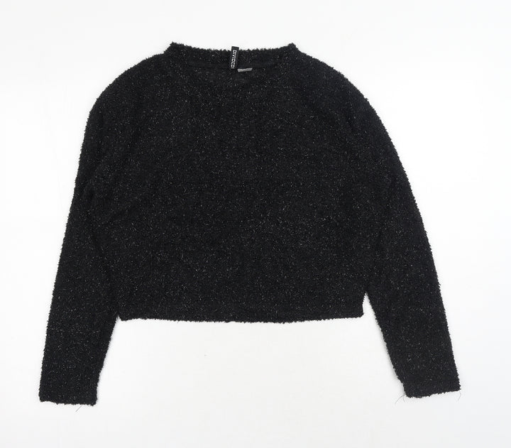 H&M Womens Black Round Neck Polyester Pullover Jumper Size S