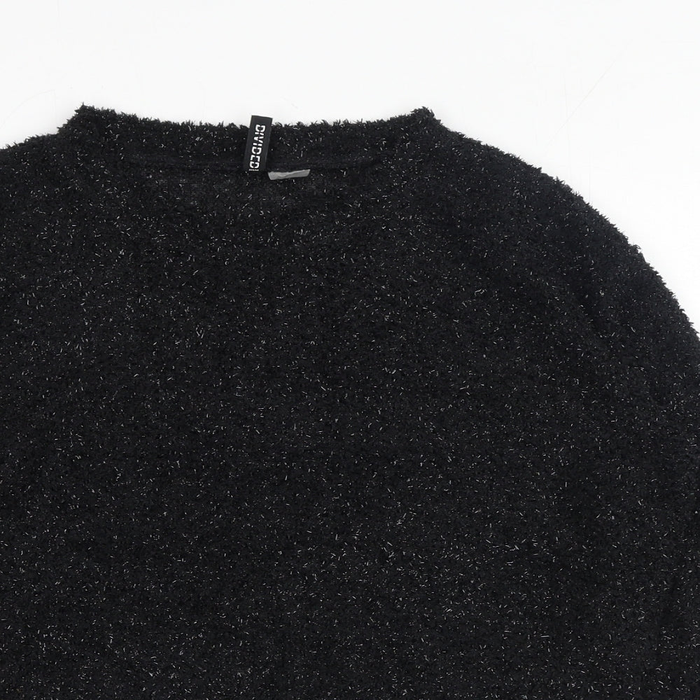 H&M Womens Black Round Neck Polyester Pullover Jumper Size S