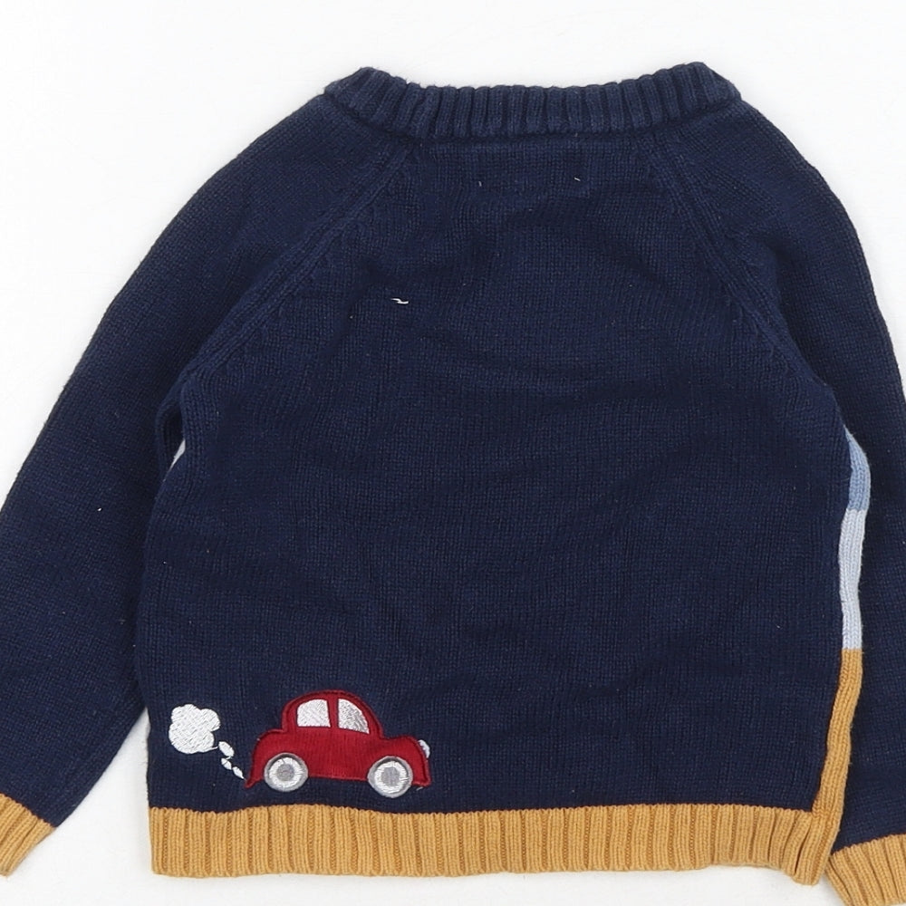 Ministry Of Rascals Boys Blue Cotton Pullover Jumper Size 12-18 Months Pullover - Police Car Fire Truck