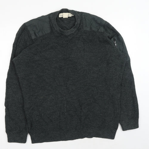 H&M Womens Green Round Neck Cotton Pullover Jumper Size L