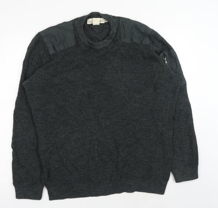 H&M Womens Green Round Neck Cotton Pullover Jumper Size L