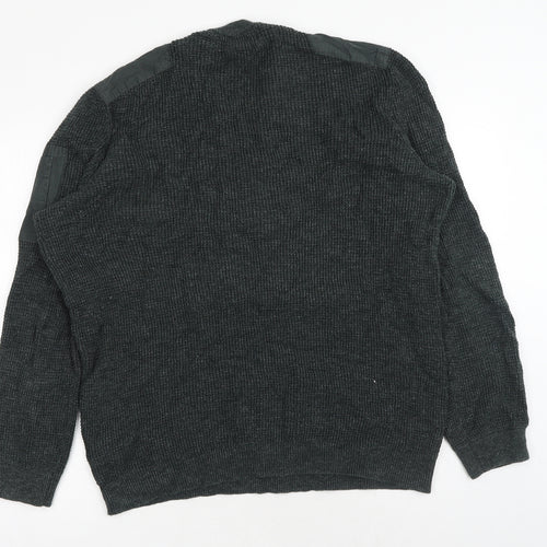 H&M Womens Green Round Neck Cotton Pullover Jumper Size L