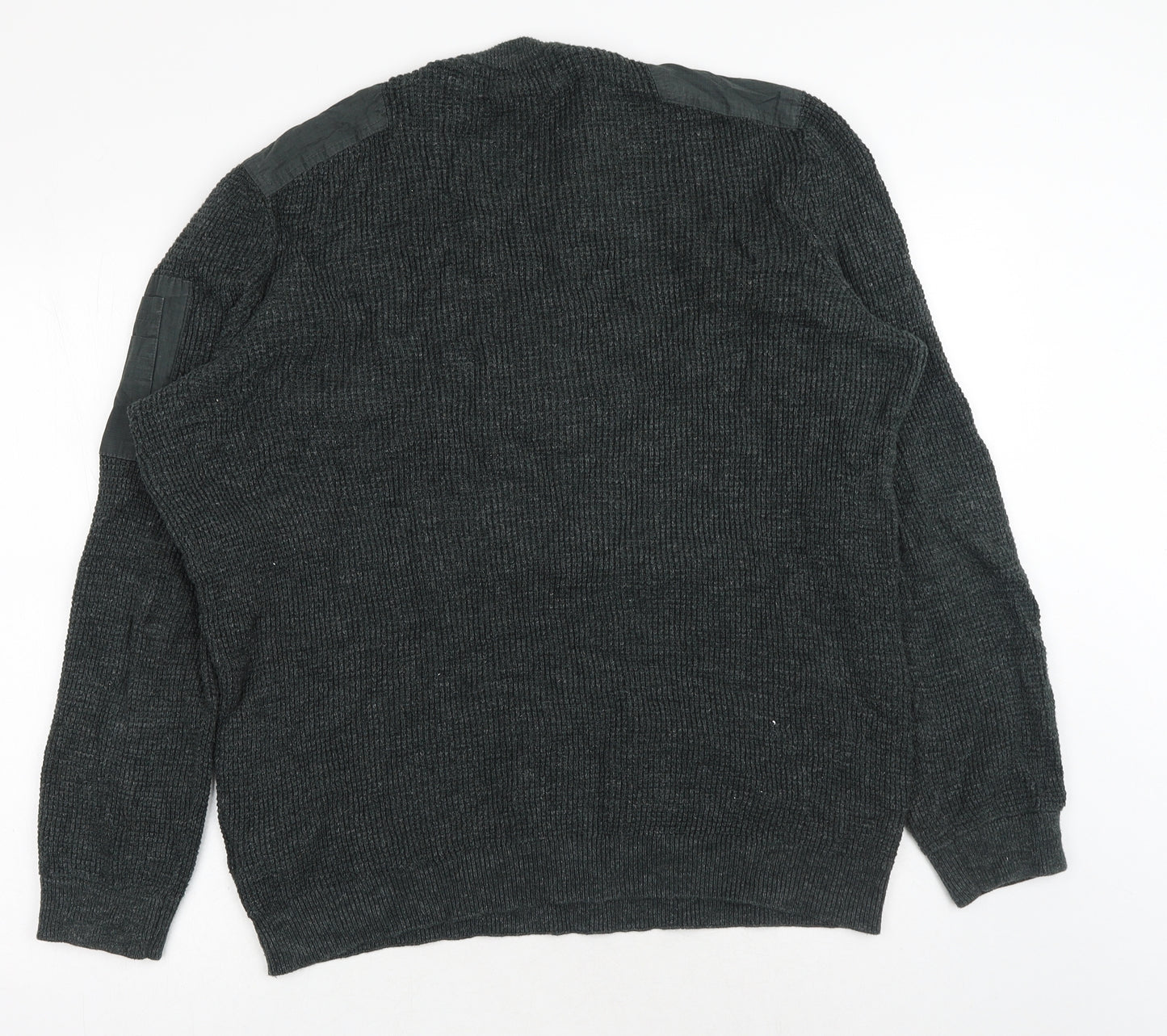 H&M Womens Green Round Neck Cotton Pullover Jumper Size L