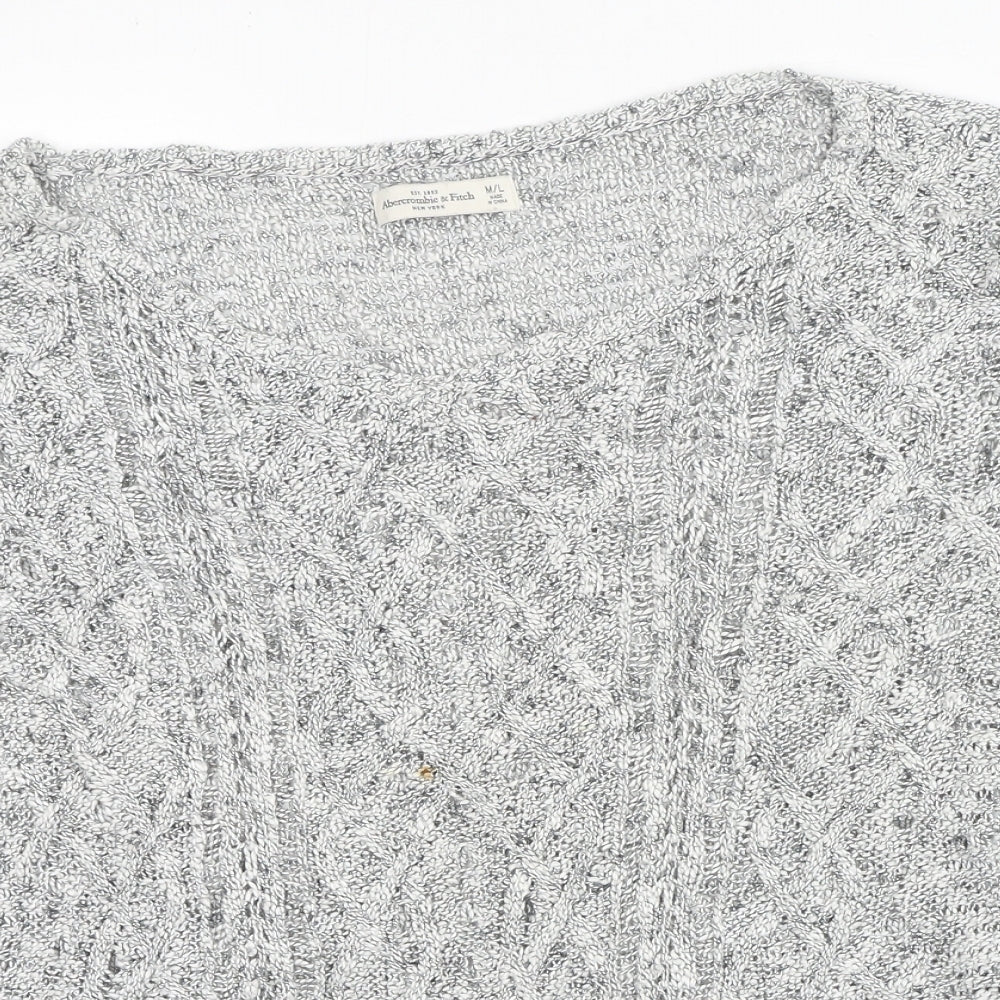 Abercrombie & Fitch Womens Grey Boat Neck Cotton Pullover Jumper Size M