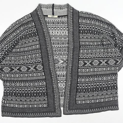 Oasis Womens Black V-Neck Geometric Acrylic Cardigan Jumper Size S