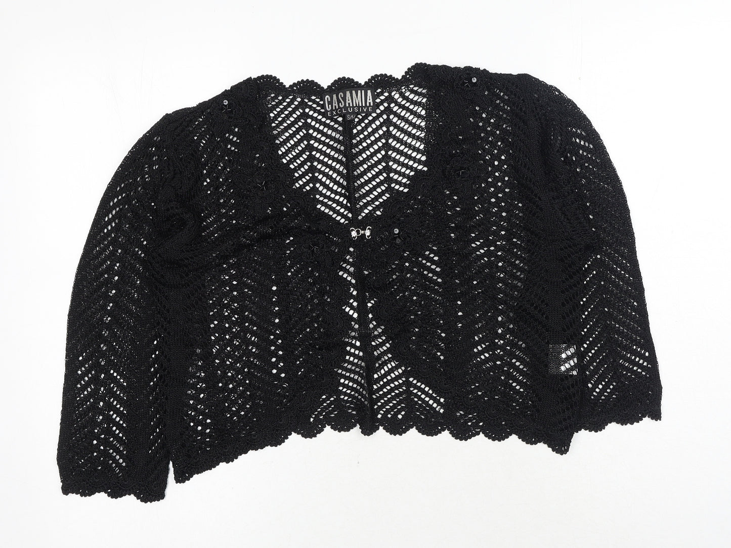 Casamia Womens Black V-Neck Viscose Cardigan Jumper Size S