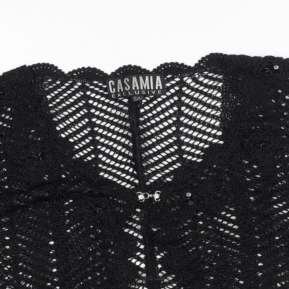Casamia Womens Black V-Neck Viscose Cardigan Jumper Size S