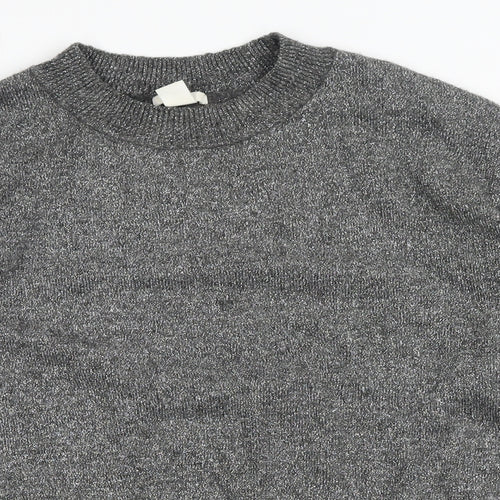 H&M Womens Silver Round Neck Acrylic Pullover Jumper Size M