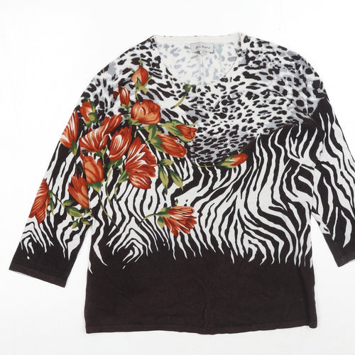 Ann Marie Womens Brown Animal Print Viscose Basic T-Shirt Size S Round Neck - Leopard Print Tiger Print