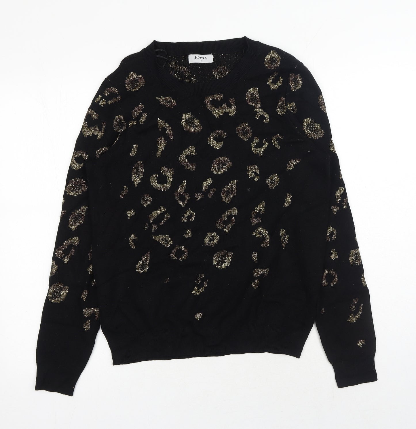 Matalan Womens Black Scoop Neck Viscose Pullover Jumper Size 12