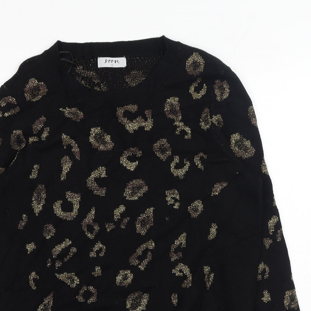 Matalan Womens Black Scoop Neck Viscose Pullover Jumper Size 12