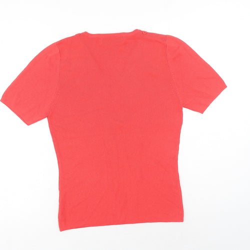 Pure & Natural Womens Red Nylon Basic T-Shirt Size 10 V-Neck