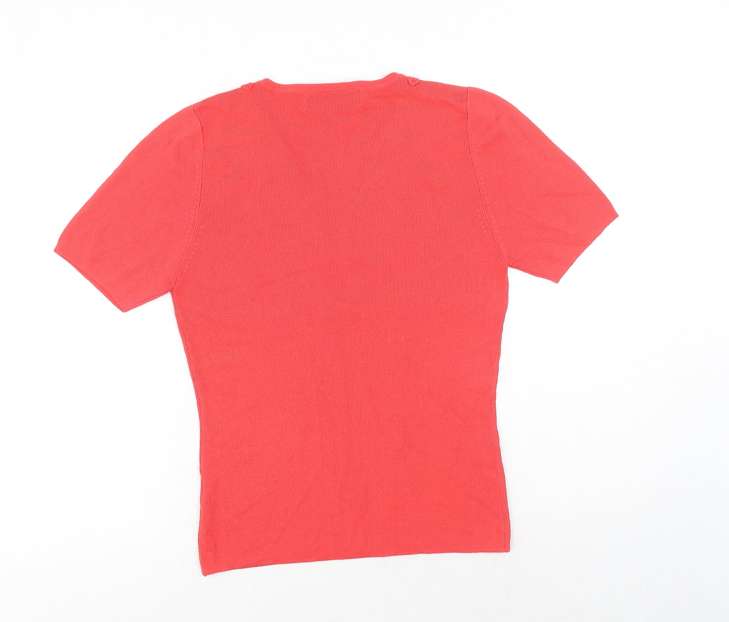 Pure & Natural Womens Red Nylon Basic T-Shirt Size 10 V-Neck