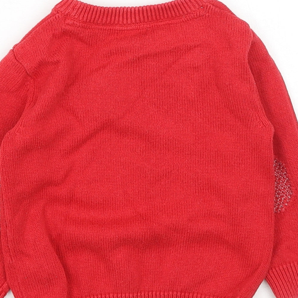 NEXT Baby Red Cotton Pullover Jumper Size 18-24 Months Pullover - Monkey