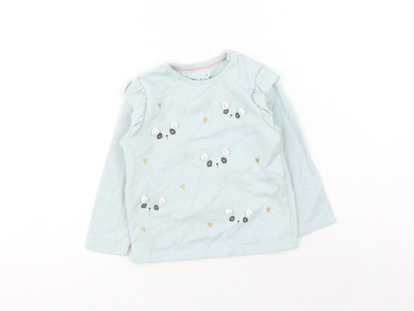 F&F Girls Blue Geometric Cotton Pullover Jumper Size 12-18 Months Pullover - Bear