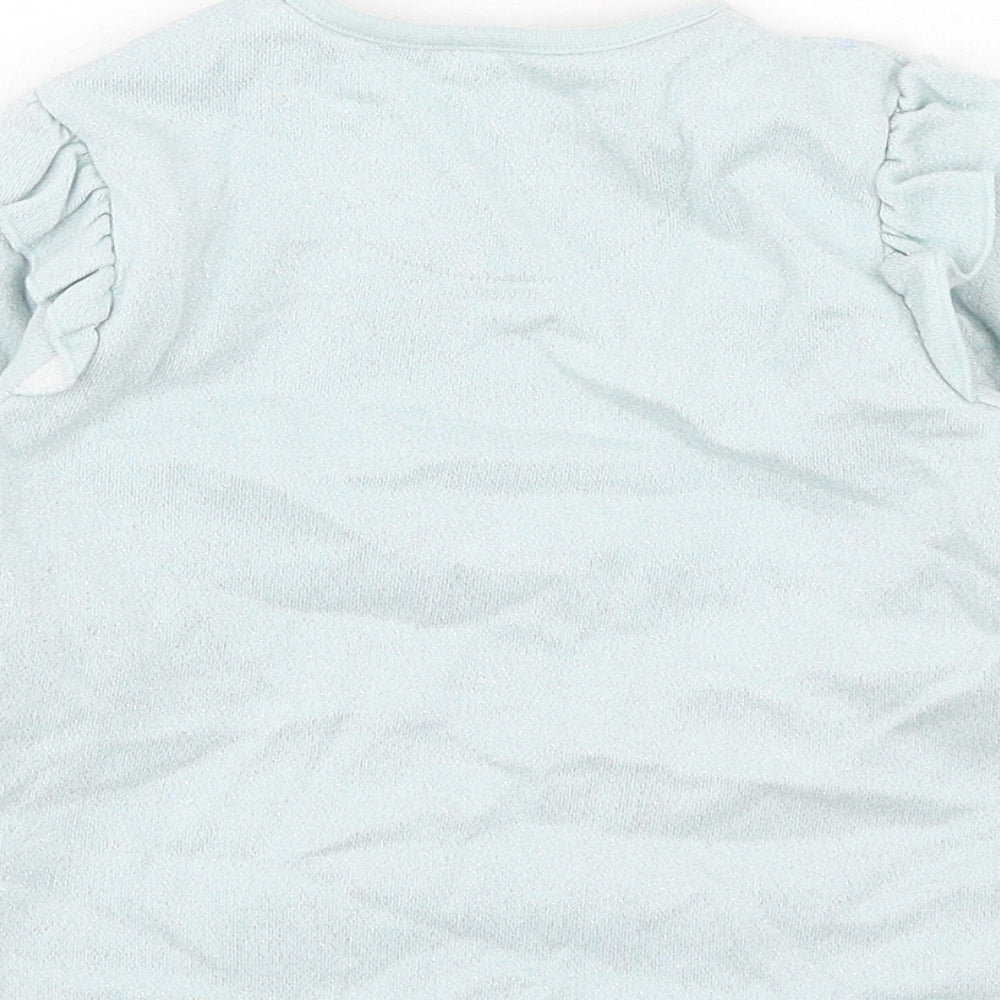F&F Girls Blue Geometric Cotton Pullover Jumper Size 12-18 Months Pullover - Bear