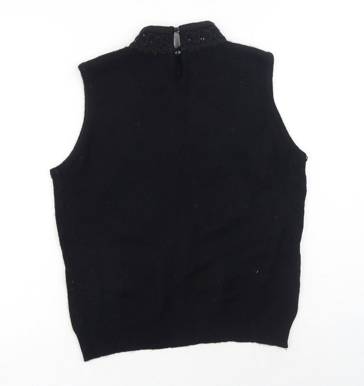 Marks and Spencer Womens Black Mock Neck Wool Vest Jumper Size 14