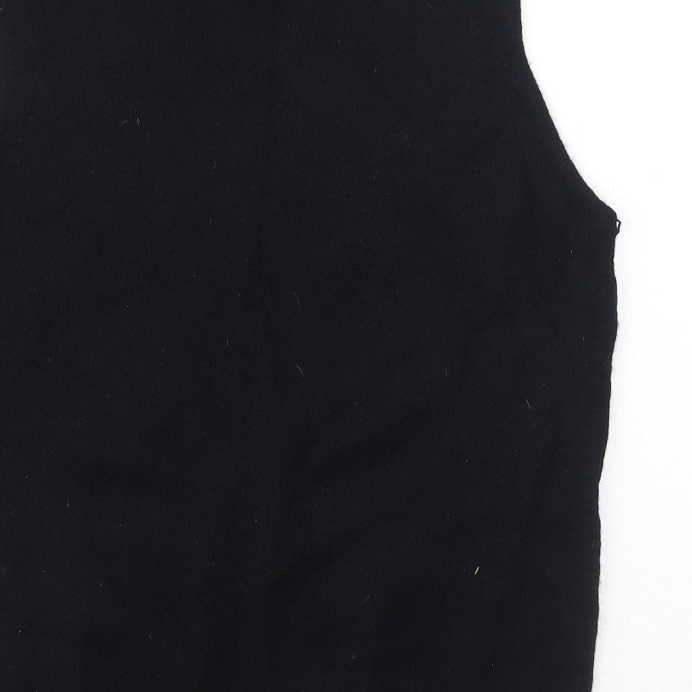 Marks and Spencer Womens Black Mock Neck Wool Vest Jumper Size 14