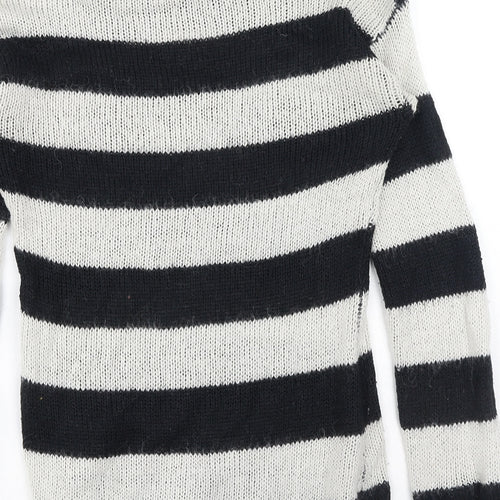 NEXT Womens Blue Collared Striped Acrylic Pullover Jumper Size 10