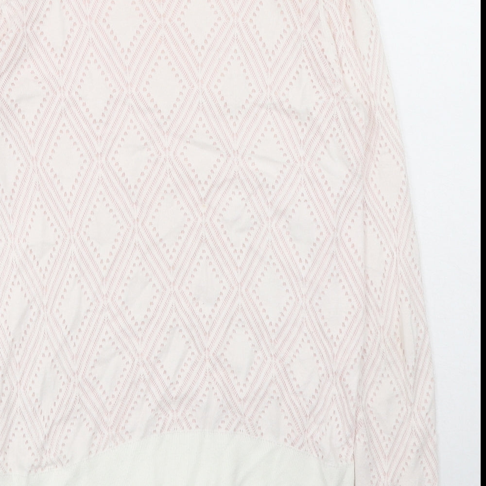 Jack Wills Womens Pink Round Neck Argyle/Diamond Cotton Pullover Jumper Size 16