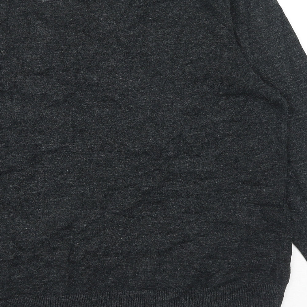 Marks and Spencer Mens Grey V-Neck Cotton Pullover Jumper Size M Long Sleeve