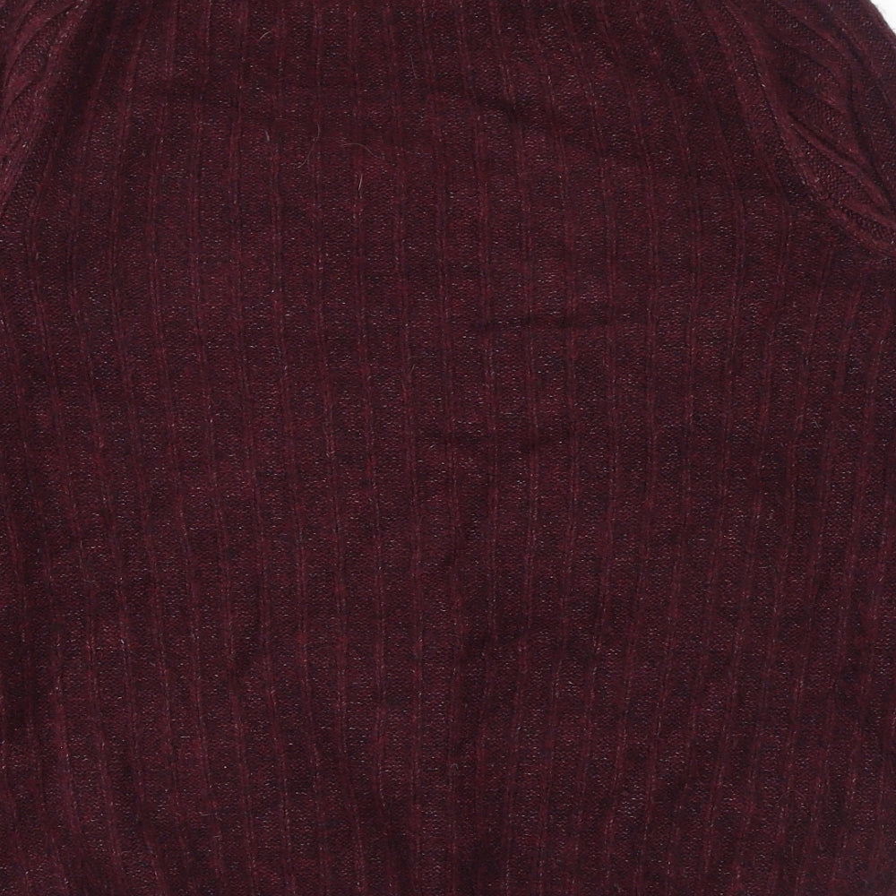 Marks and Spencer Mens Red Crew Neck Wool Pullover Jumper Size L Long Sleeve