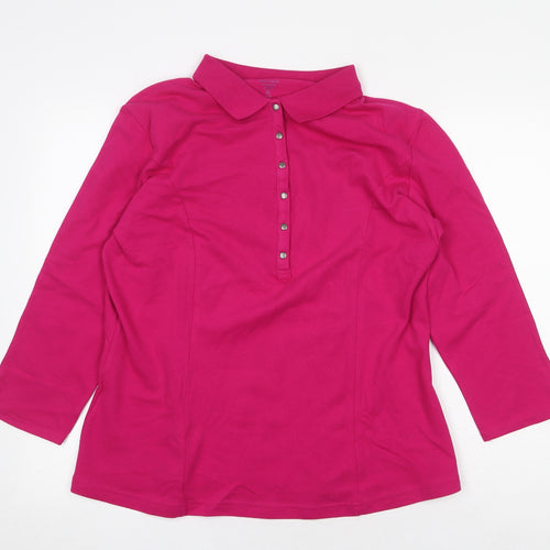 Lee Womens Pink Cotton Basic Blouse Size XL Collared